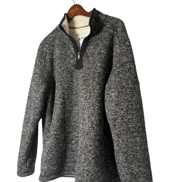 ORVIS Brighton 1/4 Zip Faux Sherpa Lined Marled Gray Black Sweater Jacket Large - Picture 3 of 8